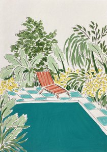 Jardin relaxant au bord de la piscine