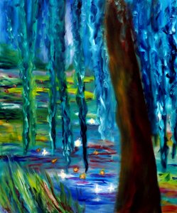 Monet Jardin japonais à Giverny Panneau droit, 2024 (huile sur toile)
