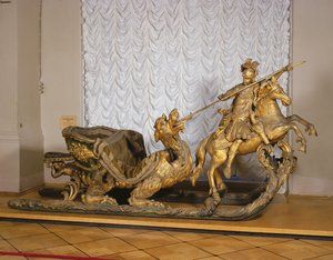 Traîneau de carnaval avec la figure de Saint Georges