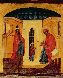 Icône représentant Jésus dans le Temple, vers 1550 (détail) - Russian School