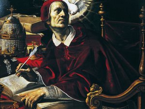 Saint Grégoire le Grand, peinture par Rutilio Manetti (1571-1639), huile sur toile, 67x89 cm, Italie - Rutilio Manetti