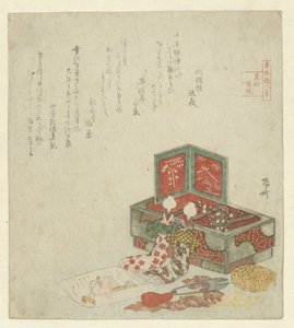 Deux marionnettes reposant contre une boîte - Ryuryukyo Shinsai