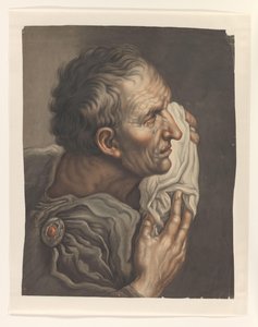 Homme pleurant avec un tissu, vers la droite - S.A. van der Heim
