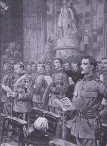 Volontaires impériaux de la ville à St Pauls, illustration de Après Pretoria : La guerre de guérilla, 1902 - S. Begg