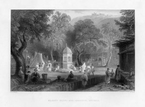 Scène de marché et fontaine à Antioche, Turquie, 1841 - S. Lacey
