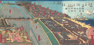 Impression détaillée de Yokohama Hon-cho et du quartier des plaisirs de Miyozaki, 4e mois, 1860