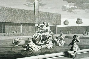 La fontaine de Neptune et Thétis au palais du Belvédère, Vienne, gravée par Jakob Gottlieb Thelott, publiée vers 1730-40