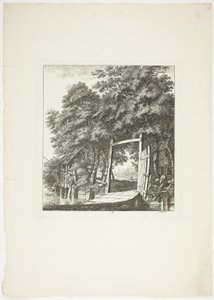 Pêche à la fenêtre, troisième planche de Paysages Dédiés à M. Warelet - Salomon Gessner