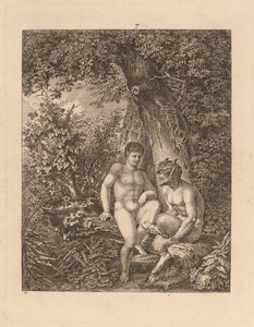 Deux satyres dans une forêt