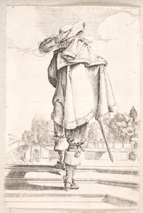 Homme vu de dos montant un escalier de trois marches - Salomon Savery