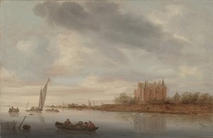 Château sur une rivière - Salomon van Ruisdael or Ruysdael