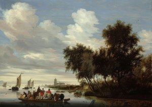 Paysage fluvial avec bac. 1649