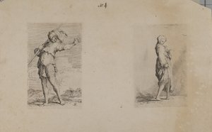 (Série de figurines) Homme debout avec coiffe à plumes - Salvator Rosa