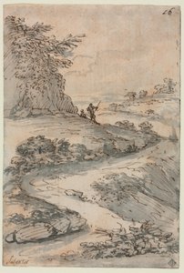 Figures sur une route sinueuse - Salvator Rosa