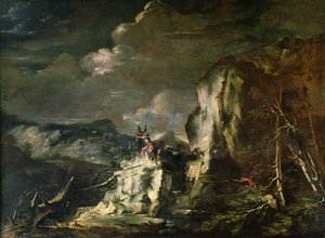 Paysage Rocheux avec un Chasseur et des Guerriers - Salvator Rosa