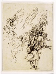 Esquisses pour figures masculines se déplaçant vigoureusement vers la droite - Salvator Rosa