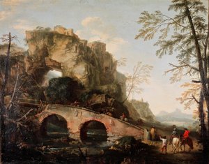 Le pont se brise. Peinture de Salvator Rosa (1615-1673) vers 1640. Dim. 106x127 cm Florence, Palazzo Pitti, Galleria Palatina - Salvator Rosa