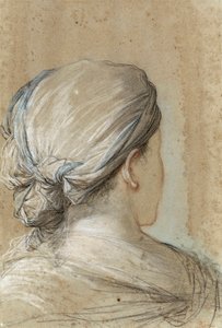 femme vue de dos avec un foulard (craie sur papier) - Salvator Rosa