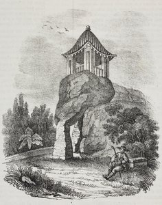 Grotte de Camoens, Macao, Chine, lithographie de Salvatore Puglia de Poliorama Pittoresco, n°15, 19 novembre - Salvatore Puglia