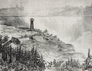 Chute en fer à cheval, Ontario, Canada, lithographie de Salvatore Puglia de Poliorama Pittoresco, n 6, 17 septembre