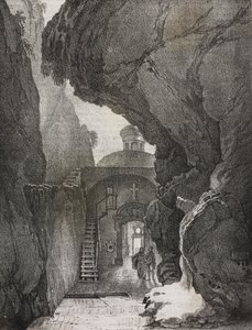 Sanctuaire de la Sainte Trinité ou Sanctuaire de la Montagne Fendue, Gaeta, Latium, Italie, lithographie de Salvatore Puglia de Poliorama Pittoresco, n 43, 1er juin - Salvatore Puglia