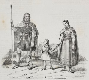 Varègues, peuple de la péninsule scandinave, lithographie de Salvatore Puglia de Poliorama Pittoresco, n 42, 27 mai - Salvatore Puglia