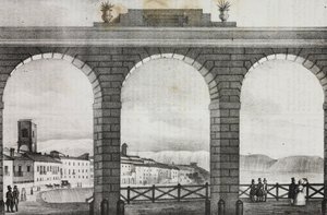 Vue de Chieti depuis la Piazza Grande, Italie, lithographie de Salvatore Puglia de Poliorama Pittoresco, n 2, 21 août