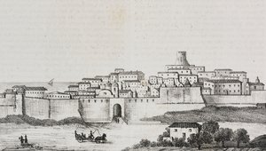 Vue de Crotone, Calabre, Italie (lithographie de Salvatore Puglia de Poliorama Pittoresco, n 12, 26 octobre) - Salvatore Puglia