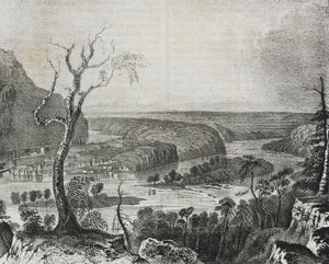 Vue de Harper Valley depuis Blue Ridge, USA, lithographie de Salvatore Puglia de Poliorama Pittoresco, n 43, 4 juin