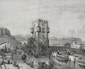 Villa du prince de Butera à Bagheria, Palerme, Sicile, lithographie de Salvatore Puglia de Poliorama Pittoresco, n 3, 28 août