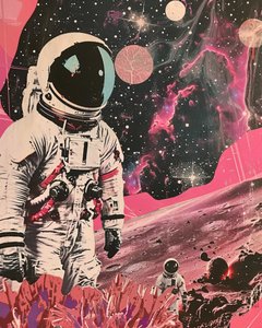 Astronaute rose cosmique
