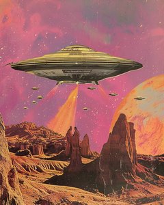Planète désertique de science-fiction rétro