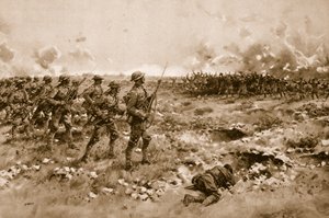 Leur dernier espoir : des soldats allemands démoralisés implorent la clémence des troupes britanniques avancées (litho)