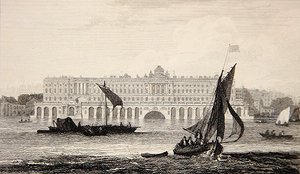 Vue de Somerset House depuis la Tamise, gravée par W.B. Cooke (1778-1855) 1814