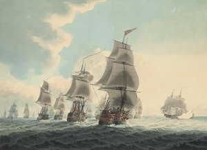 Une escadre de la Royal Navy descendant la Manche - Samuel (attr. to) Atkins