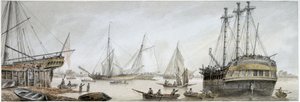 Un navire indien en réparation sur la Tamise, avec une description des activités ordinaires des chantiers navals royaux à Deptford - Samuel Atkins