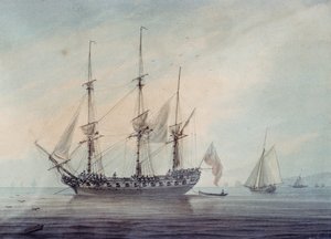 Paysage marin avec une frégate