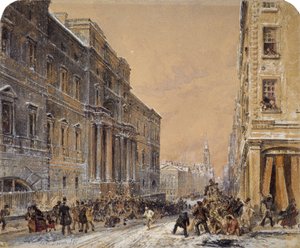 Bataille de boules de neige devant l