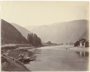 Vue de la rivière près de Baramulla, Inde - Samuel Bourne (signed by artist)