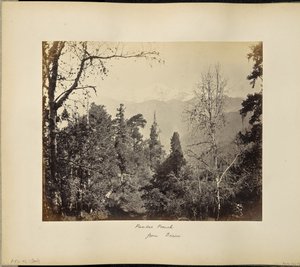 Bunderpoonch (Jumnootri Peak), 20 758 pieds, depuis les hauteurs de Barsoo. - Samuel Bourne