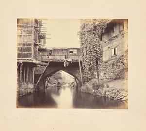 Srinagar ; un pont sur le canal Marqual - Samuel Bourne