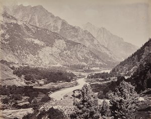 Le haut Himalaya. Vue de la vallée de Buspa depuis Sangla - Samuel Bourne