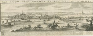 Lichfield - Vue du sud-ouest : gravure - Samuel Buck