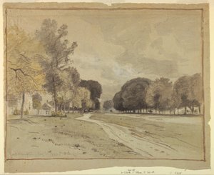 Dessin, rue principale, East Hampton, Long Island, 11 août 1880 - Samuel Colman