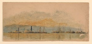 Vapeurs et navires sur une rivière - Samuel Colman