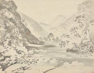Scène de rivière avec montagnes en arrière-plan - Samuel Davis