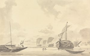 Bateaux sur le fleuve Hoogley [Hooghly] - Samuel Davis