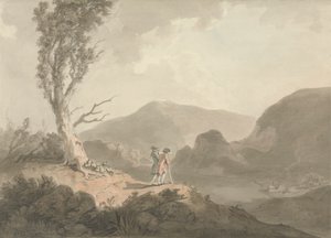 Deux hommes avec télescope regardant à travers une rivière - Samuel Davis