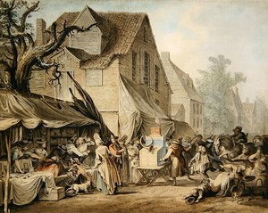 Une scène de marché - Samuel Hieronymous Grimm