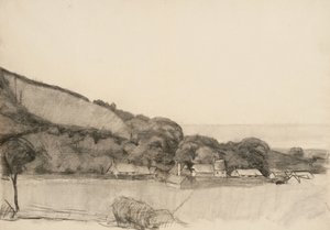 Paysage avec bâtiments de ferme